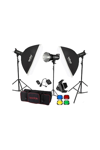 Godox SK400 II W/S 3'lü Paraflaş Set + Seyyar Fon Perde 3x3 Metre