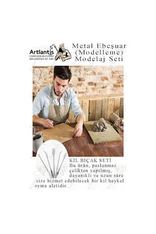 Ebeşuar Seti Metal 5 Li 18 Cm 1 Paket Çelik Modelaj Modelleme Aletleri Seramik Kil Ve Heykel Modelaj Kalemi Dip Alma