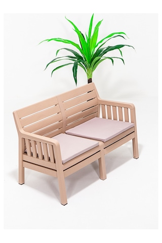 Lara Minderli İkili Bahçe Balkon Teras Koltuğu - Cappucino