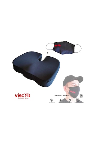 Viscoli Nano Yıkanabilir Maske + Oturma Simidi Minderi Siyah