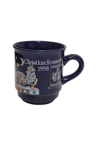 Vintage Nürnberg Christkindlesmarkt Tasarımlı Porselen Kupa 9cm 004 Çok Renkli