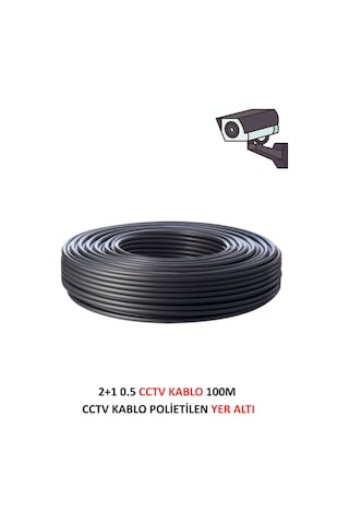 Fury Yer Altı Cctv Kablo 2+1 0.5mm Polietilen Güvenlik Kamera Kablo 100m