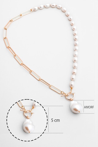 So Chic Arianna 18 Ayar Rose Altın Kaplama 45 Cm Gümüş İnci Kolye Rose