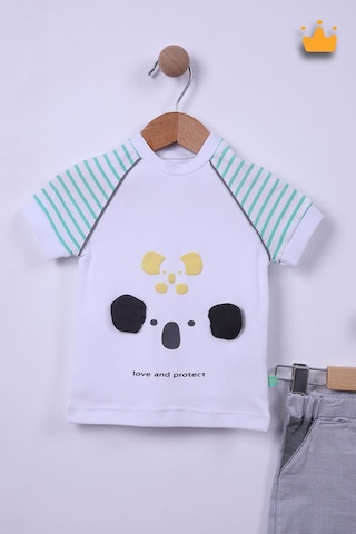 Babyhola %100 Pamuk Erkek Bebek Koala Detaylı Çizgili Şortlu Takım 2548 001