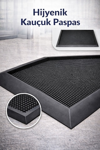 Myfloor Renkli Dezenfektan 50x70 Cm Kıvırcık Paspaslı Hijyenik Kauçuk Paspas Yeşil