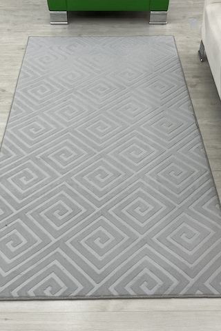 Lüle Halı Delüx Kabartmalı Düz Renk Üstün Kalite De Kaymaz Tabanlı Yolluk Halı Gri