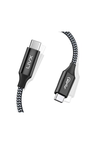 Action Thunderbolt 4 Type C Kablo 100 W Pd Şarj 1.8 Metre 40 Gbps Veri Ve Görüntü Aktarım Kablosu Örgülü Kablo Th02