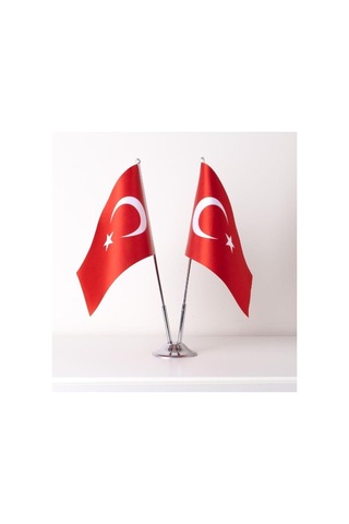 Zc Bayrak Türkiye 2li Masa Bayrağı Saten Kumaş Dijital Baskı 15x22,5 Cm Diğer