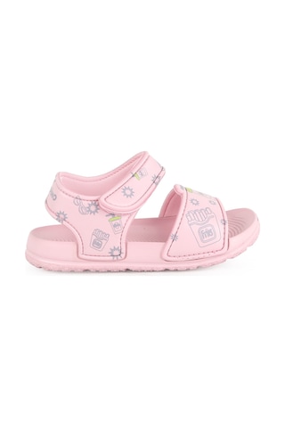 Pepino Kız Bebek Sandalet Pembe Sevimli Çizim Desenli Çift Cırt Cırtlı Hafif Esnek Taban Havuz Deniz Yazlık 1980 Pudra