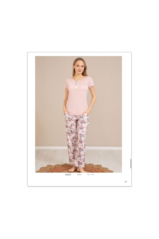 Baha Perfect Club Kadın Bisiklet Yaka Kısa Kol Pijama Takımı 4369 - 1 Adet Pembe