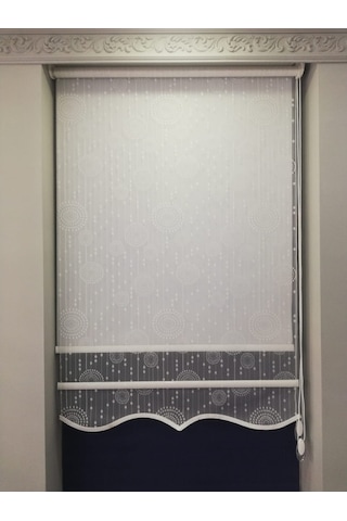 Perde Ay Desen Tül&Stor Çift Mekanizma Perde Etek Dil...