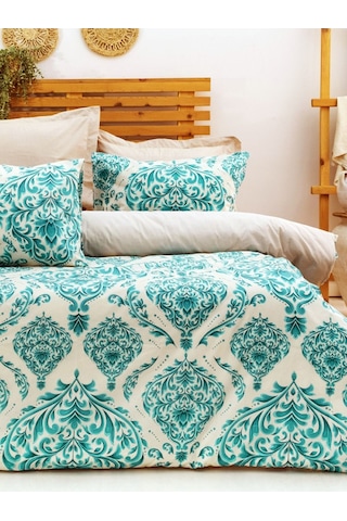 Caqqa Damask Lastikli Çarşaflı Çift Kişilik Pamuk Nevresim Takımı