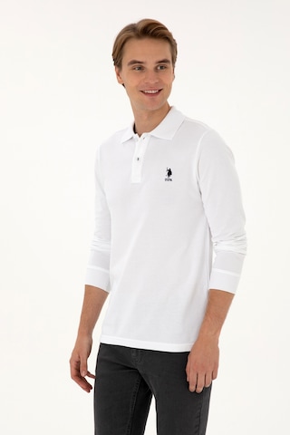 U.S. Polo Assn. Erkek Regular Fit Polo Yaka Beyaz Basic Sweatshirt 50307757-VR013