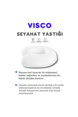 Autofresh Seyahat Yastığı Visco Ortopedik Boyun Yastığı Yumuşak Araç Boyunluğu