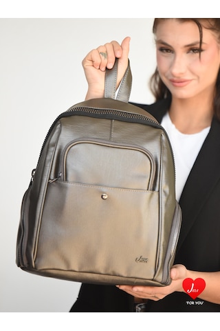 Jara Bag Freya Kadın Sırt Çantası Şık, Yumuşak Dokulu Ve 5 Bölmeli Gümüş