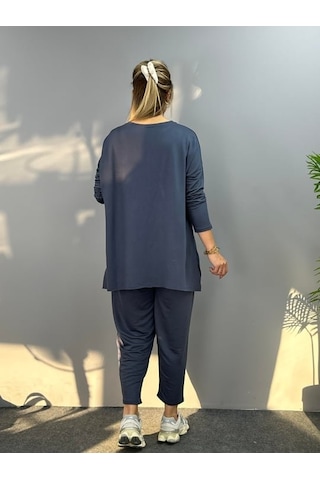 Ahes Shopping Kadın Iki Iplik Viskon Pamuk Kumaş Arma Detaylı Ikili Takım Antrasit