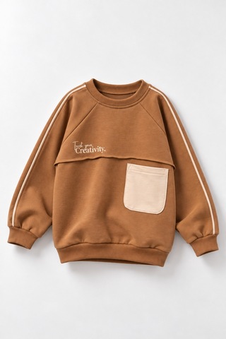 Overdo Kids Erkek Çocuk Cep Detaylı Sweatshırt Camel