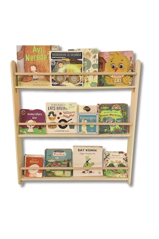 Ahşap Montessori Kavelalı Çocuk Kitaplığı Ergonomik Kontrplak Kitap Rafı Çocuk Odası Düzenleyici Ahşap 74 X 80 CM