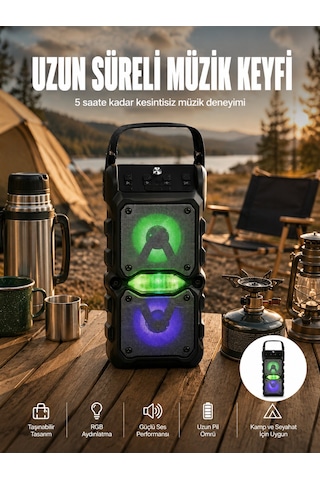 Taşınabilir Kablosuz Bluetooth Hoparlör Uzun Pil Ömrü Led Işıklı Yeni Nesil - Lisinya