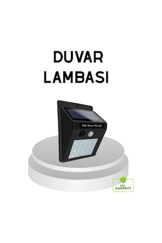 20 Led Güneş Paneli Aydınlatma Fotoselli Ve Hareket Algılamalı Dış Mekan Duvar Lambası Sarı