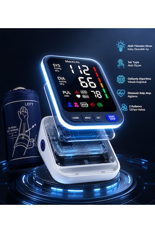 Maxx Life Üst Koldan Dijital Tansiyon Aleti Büyük Ekran Hafızalı Fc-bp113