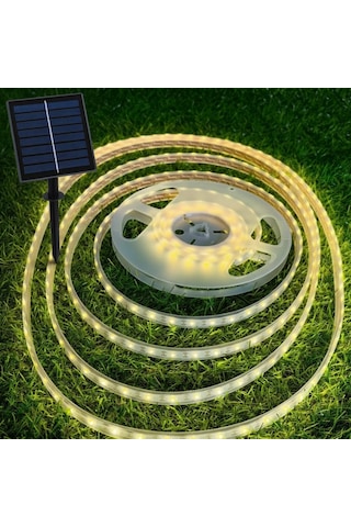 50 Watt Güneş Panelli Solar 10 Metre Hortum Şerit Led Günışığı Işık Rengi - 3200K