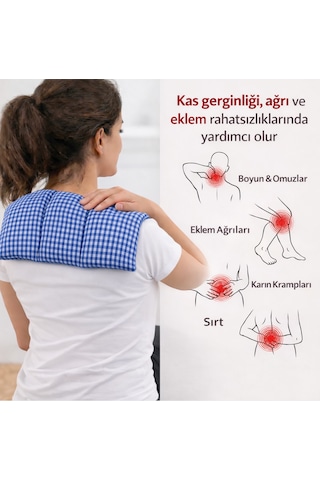 Strauss Home Kiraz Çekirdeği Yastığı Mikrodalga, Boyun Ve Omuz Kiraz Çekirdeği Yastığı, Pamuk Kumaş 50x20cm Deniz Mavisi