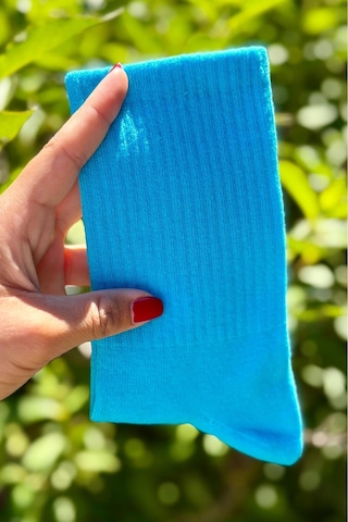 Lousocks Unisex Mavi Düz Renk Tenis Spor Çorabı