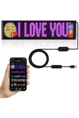 Rgb Led Dijital Ekran App Kontrollü Kumandalı Led Animasyon 37cm