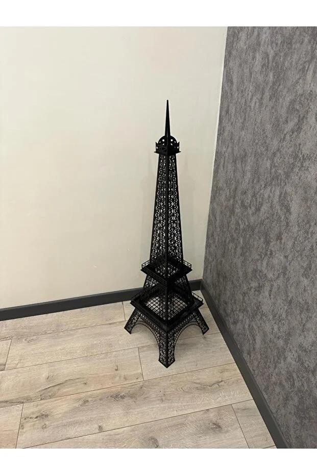 Metal Eyfel Kulesi Cnc Kesim 120 Cm Siyah