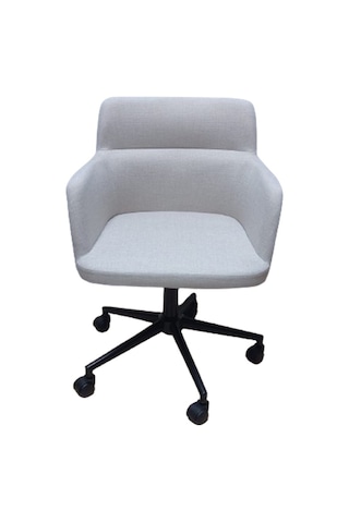 Sekreter Sandalyesi Döküm Süngerli Krem Renk Keten Kumaş