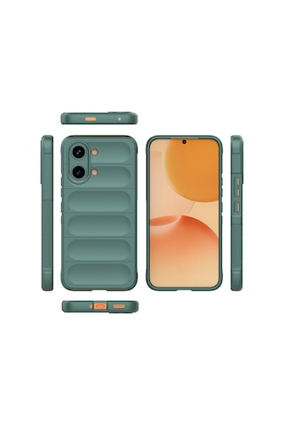 Xiaomi Poco X8 Pro Max Uyumlu Kılıf Esnek Tpu Oyuklu Arka Yüzey Tasarımlı Silikon Kapak Koyu Yeşil