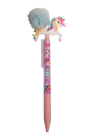 Unicorn Ponponlu Versatil Kalem Mavi 1 Adet Tek Boynuzlu Pompom 0,7 Uçlu Kalem Hediye Kalem Figürlü Sevimli Kalem