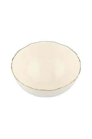 Porland Tide Altın Yaldız Kase 22cm Beyaz - Altın