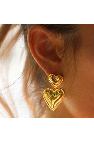 Altın Metalik Küpe Bayan Çok Renkli