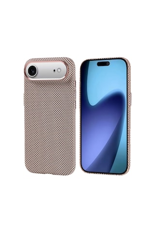 Zore Apple iPhone Uyumlu 17 Air Kılıf M-safe Şarj Özellikli Karbon Fiber Görünümlü Omsy Nekst Kapak - Gold Altın