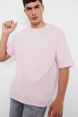 Defacto Loose Fit Bisiklet Yaka Baskılı Kısa Kollu Tişört F5732ax25aupn105 Pembe
