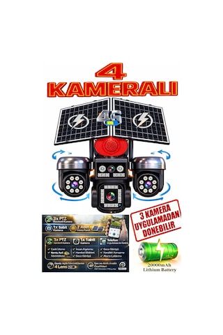 S446 4 Kameralı 3 Ptz 4g Solar Kamera