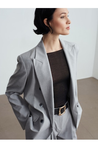 Dilvin 60783 Kruvaze Blazer Ceket-gri Gri