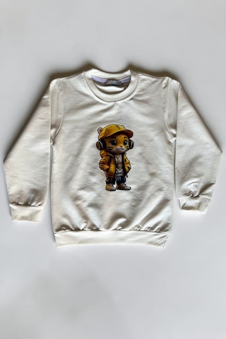 Minik Motion 3'lü Set Çocuk Baskılı 2 İplik Penye Sweatshirt Bej - Krem - Beyaz