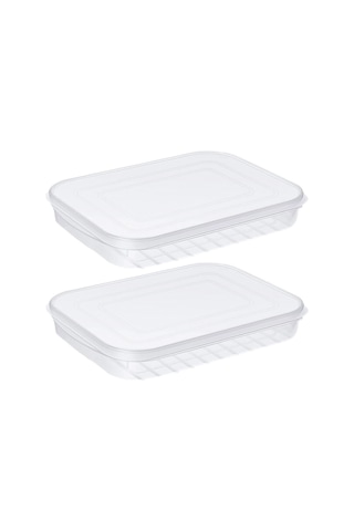 Kangvka Gıda Muhafaza Kutusu 2 Adet - Şeffaf, Su Birikimi Olmayan, Hermetik Kapaklı, Buzdolabı İçin Et-balık-seafood Saklama Kutusu Beyaz