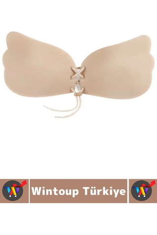 Wintoup Gündelik İz İç Göstermez Elastik Kaydırmaz Toparlayıcı Doğal Görünüm Yapışkan Kelebek Sütyen 3 Adet Ten