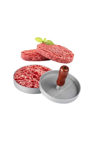 Mucit Home Paslanmaz Çelik Hamburger Köfte Yapma Pres Aparatı Çelik Burger Köfte Kalıbı Beyaz