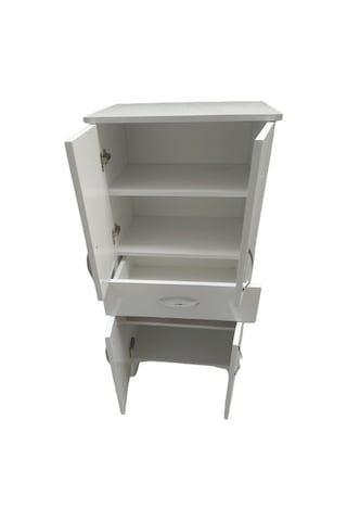 Çok Amaçlı Dolap Beyaz Model Hard Parlak Suntalem 130 Cm 4 Raf Demonte El Yapım Beyaz