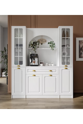 Guneystore Armoni Gold Maxi Kahve Köşesi Komple Mdf Beyaz