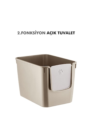Pribor Hz-500 Xxl 3 Fonksiyonlu Açık / Kapalı Kedi Tuvaleti Ve Taşıma Çantası Bej 56 X 40 X 43 Cm