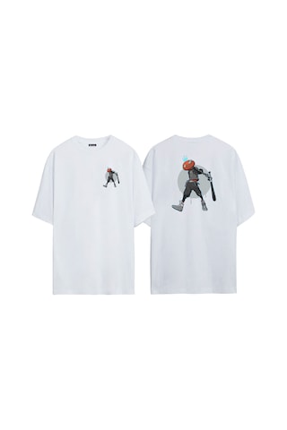 Thewert Unisex Gangster Pumpkin Ön Arka Baskılı Beyaz Oversize T-shirt