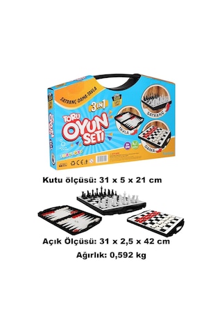 Toru 3 İn 1 Çantalı Oyun Seti Satranç-dama-tavla