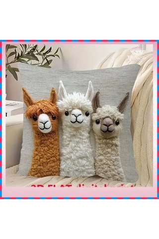 Geeroyoo Bohem Pop Art Desenli Imitasyon Dikiş Yastık Kılıfı - Koltuk Dekoratif Yastık Kılıfı Sadece Kılıf Bej