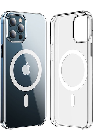 Apple Uyumlu iPhone 15 Pro Kılıf Wireless Şarj Özellikli Şeffaf Kapak Kılıf Renksiz